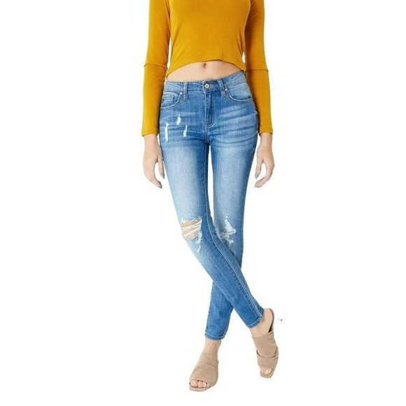 KanCan Jeans Kancan Distressed Mid Rise Super Skinny Jeans 27